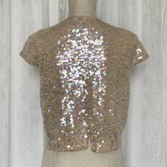 Robert Rodriguez Sequin Bolero Large Pink Cashmere Silk Capelet Crop Shrug Top - Picture 4 of 9